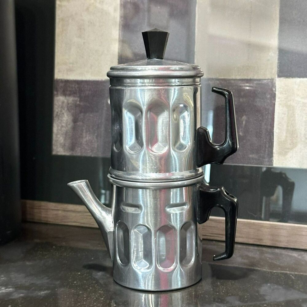 Vintage Ilsa Torino Italy Flip Over Pour Over Espresso Maker Aluminum 5 Pc Set